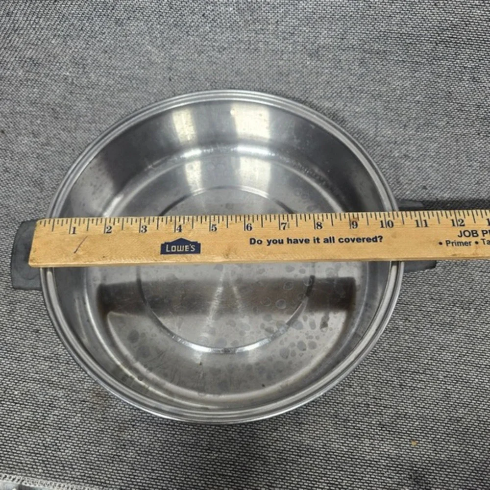 Vintage Stainless Steel Skillet Pan Dual Handle Round Frying Pan 10.5‎ Inch